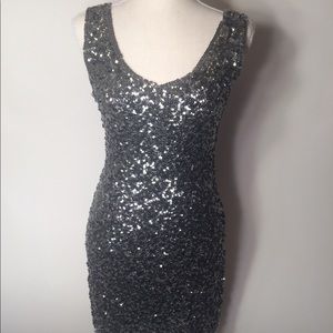 Prom or Date Night Silver Sequined Dress